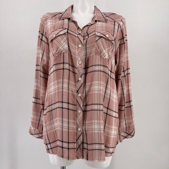 Torrid Top Taylor Pink Plaid Button Front Shirt Long Sleeve Size 2 - Picture 1 of 7